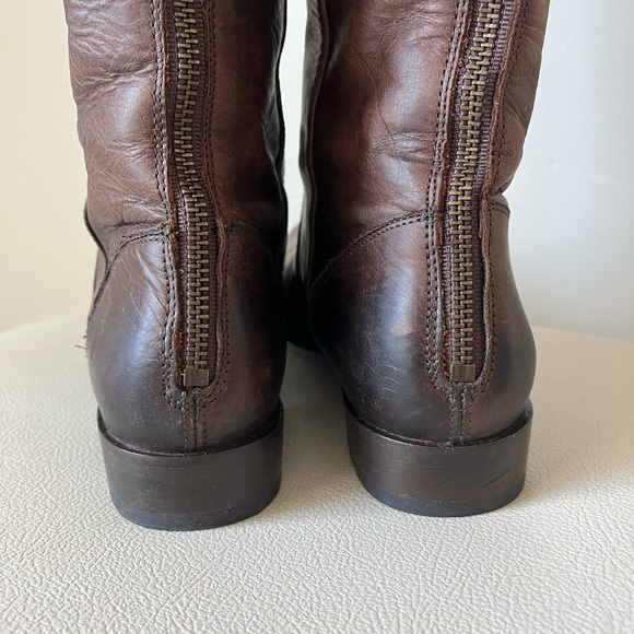 Frye Melissa Brown Leather  black Zip Ridding boots size 7 - Picture 9 of 15